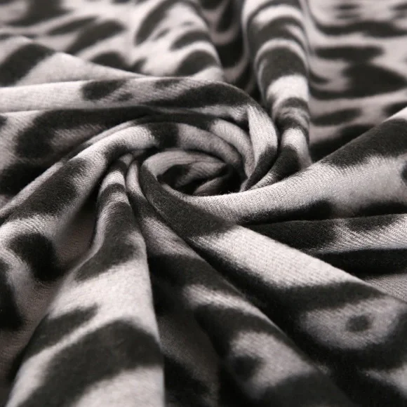 SOLD OUT Gray Leopard Knit Tassel Blanket Scarf - Picture 3 of 4